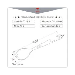 Titanium Spork With Bottle Opener -Trek And Travel Sales Ti5311