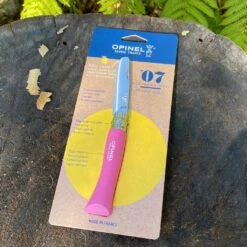 Opinel Stainless Round Tip -Trek And Travel Sales roundtipfuschia.packaged
